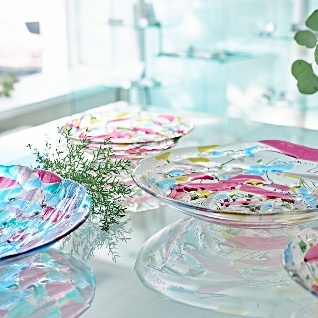 'Pastella' Round Bowl in Pink, Aqua & Lavender