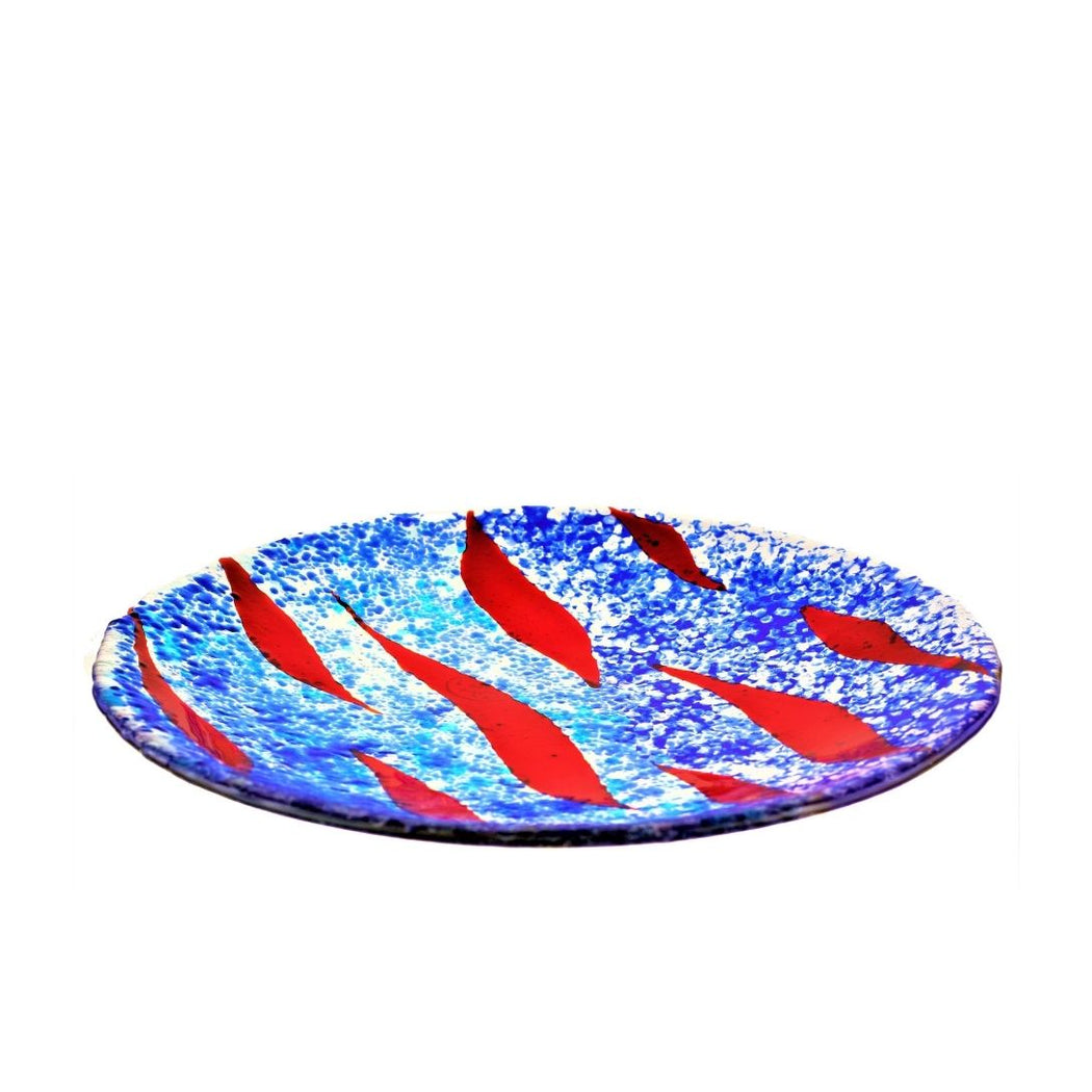 Woodland ‘Red Leaf’ Platter in Blue