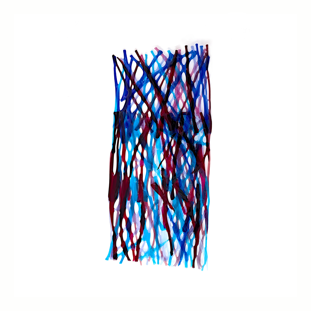 Crossed Paths -  Blue, Red & Pink