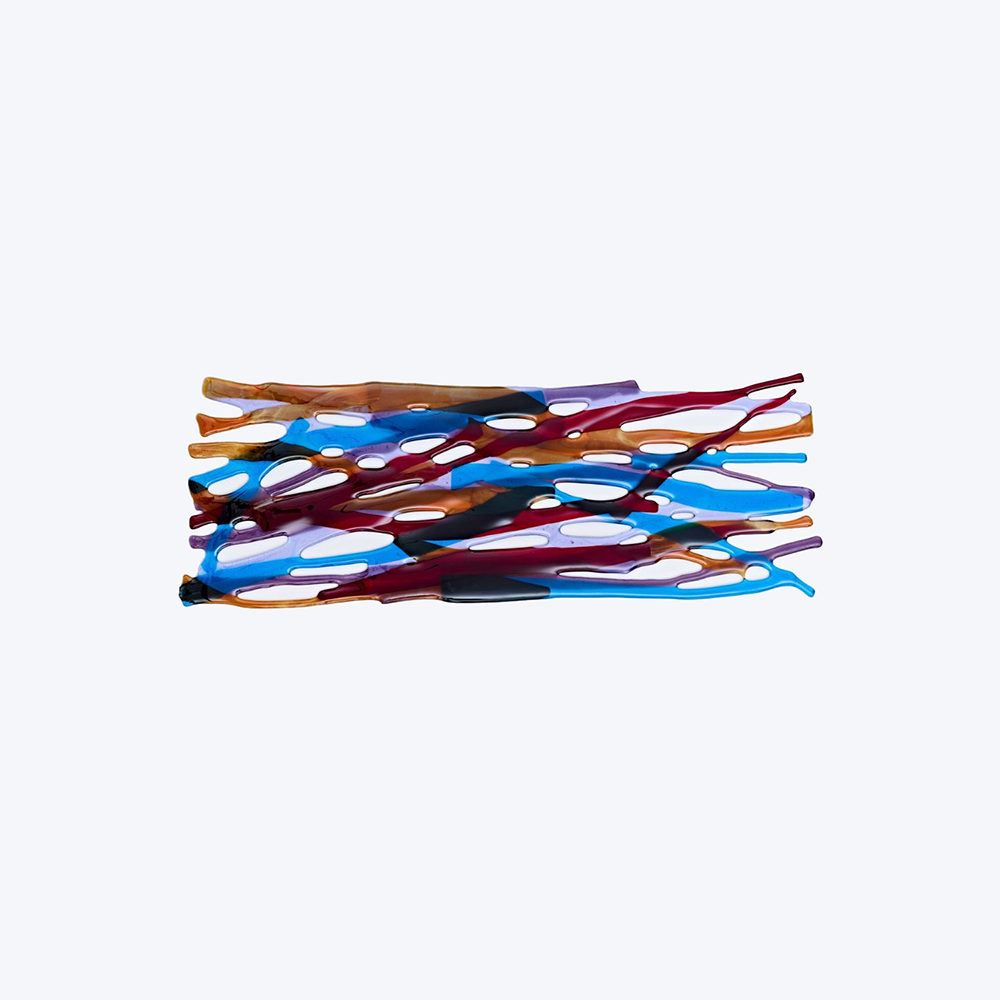Crossed Paths - Burnt Orange, Blue and Burgundy