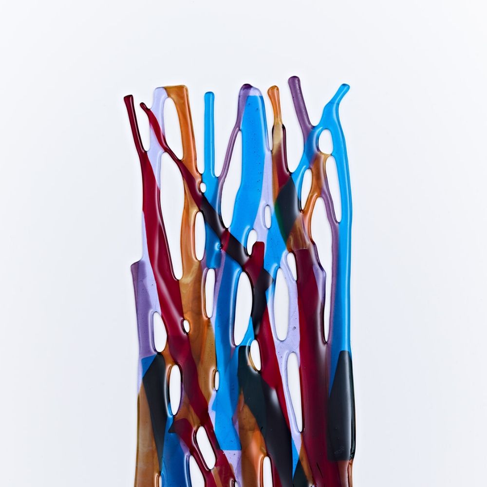 Crossed Paths - Burnt Orange, Blue and Burgundy