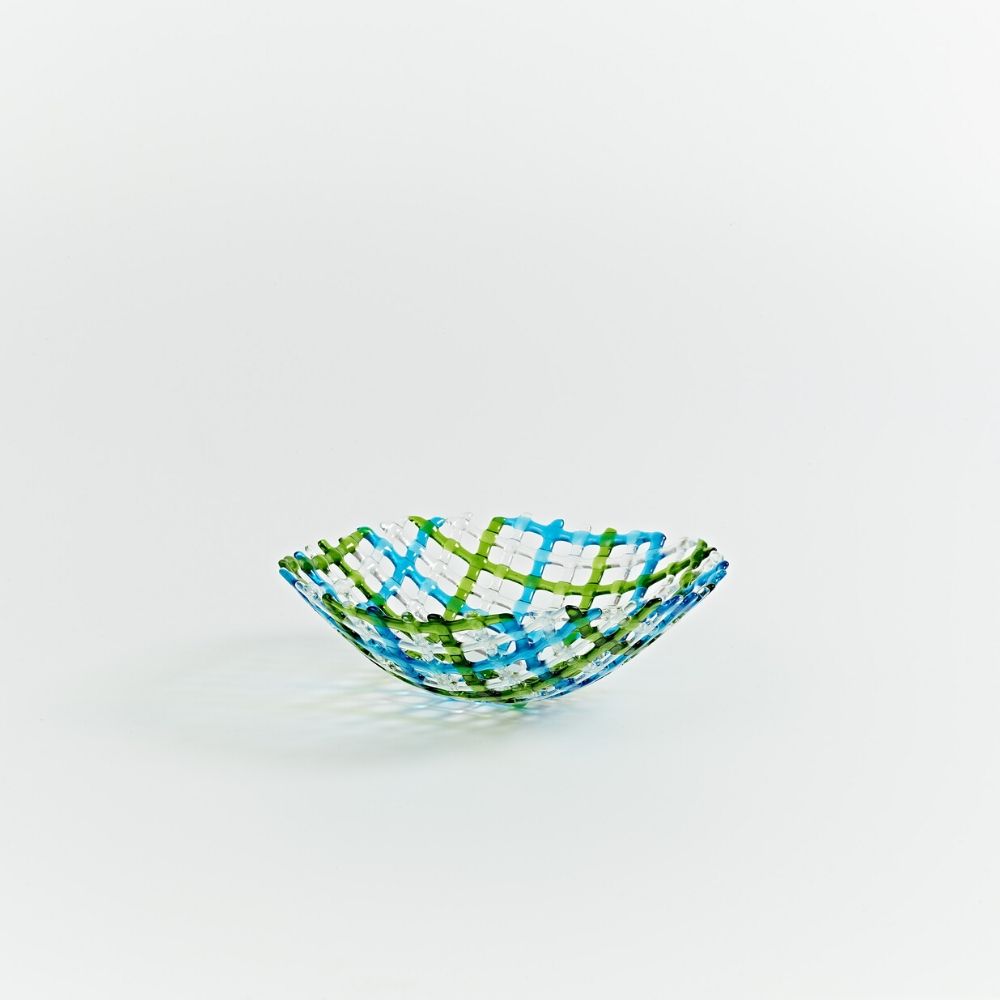 Irish Weave Small Round Bowl in Blue & Green