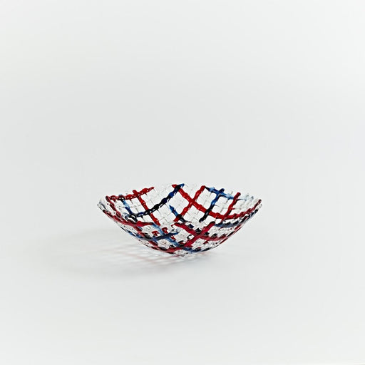 WBOM201  Irish Weave Small Round Bowl in Blue & Red