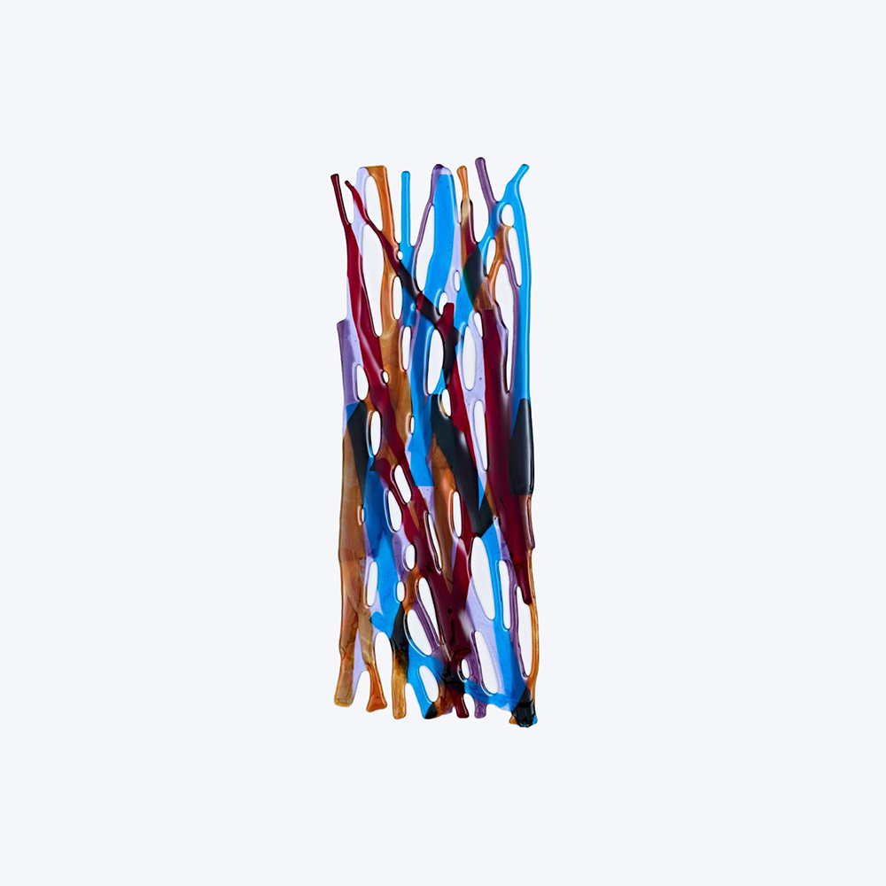Crossed Paths - Burnt Orange, Blue and Burgundy