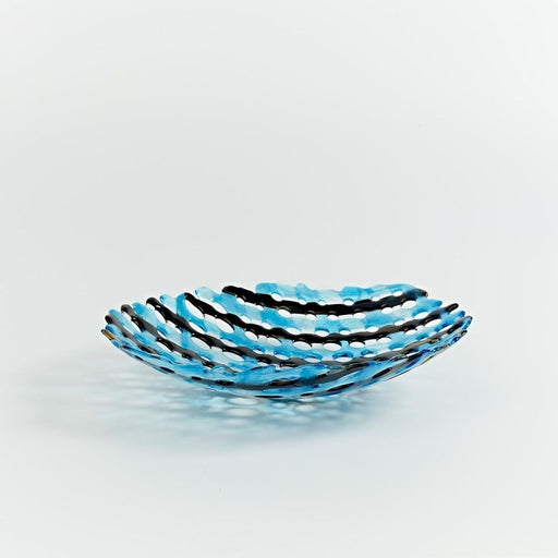 WBOL109    Irish Weave Round Bowl in Brown & Blue